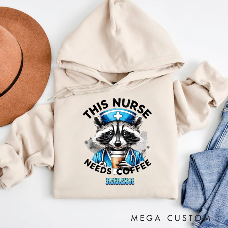 Personalized Hoodies for Nurse Raccoon Dressed as a Nurse Hoodies Appreciation Gift for Nurse