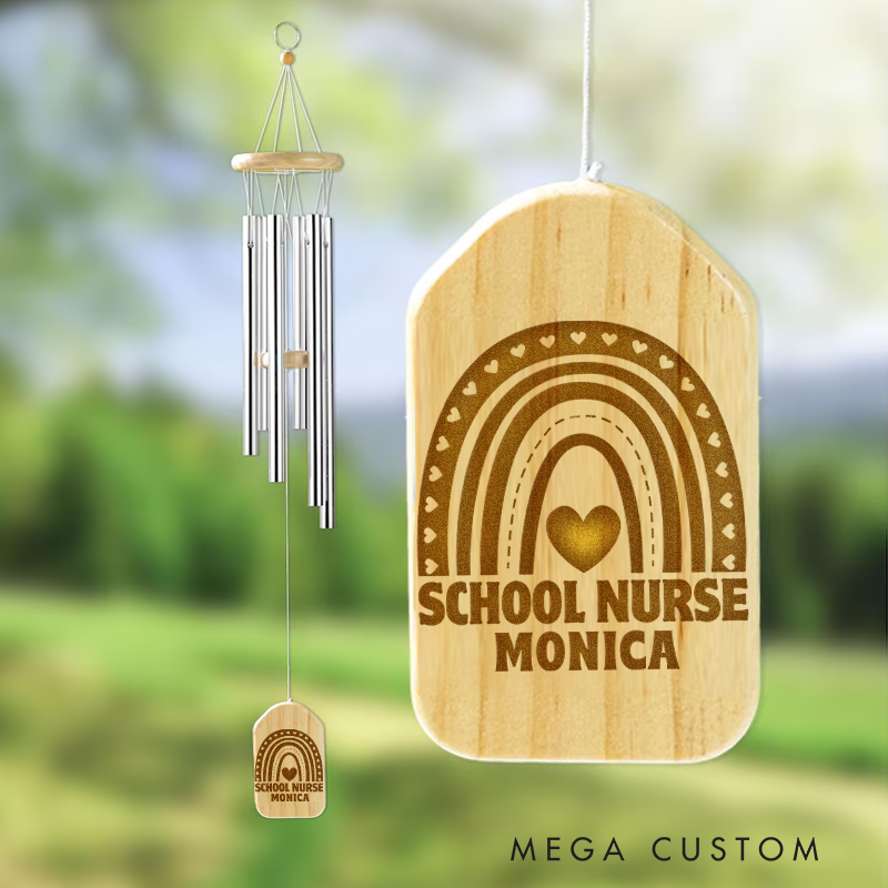 Personalized Wind Chimes for Nurse Engraved School Nurse Design Memorial Wind Chimes Retirement Wind Chime Sympathy Gift