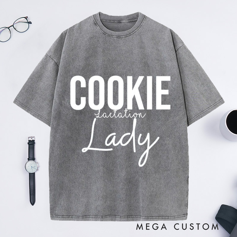 Personalized Cookie Lady Washed T-Shirts Baking Shirt Baker Gifts Cookie Shirt Baking Gifts for Women