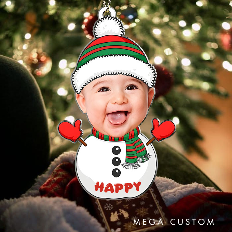 Personalized Baby Photo Snowman Ornament for a Magical Winter Holiday Celebration Christmas Ornaments