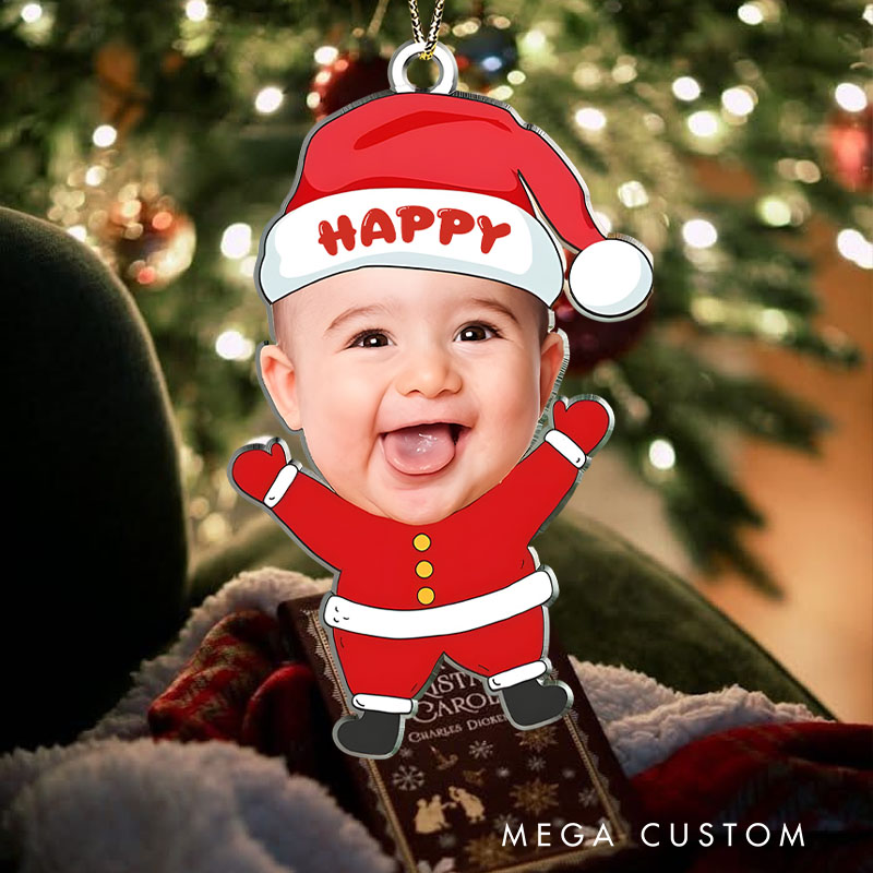 Personalized Baby Photo Santa Ornament Spreading Joyful Holiday Spirit and Warmth Christmas Ornaments