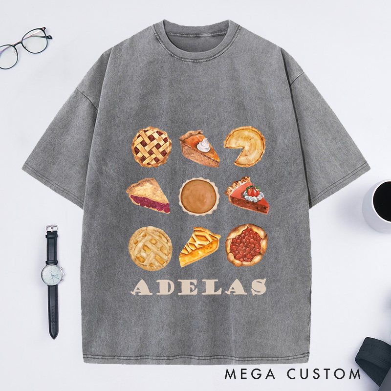 Personalized Comfort Colors Pumpkin Pie Washed T-Shirts Fall Shirt Thanksgiving Gift Thanksgiving Shirt