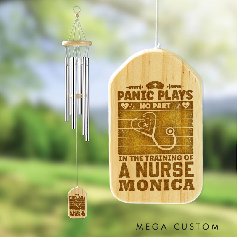 Personalized Wind Chimes for Nurse Panic Plays No Part in the Training of a Nurse Design Memorial Wind Chimes Retirement Wind Chime Sympathy Gift