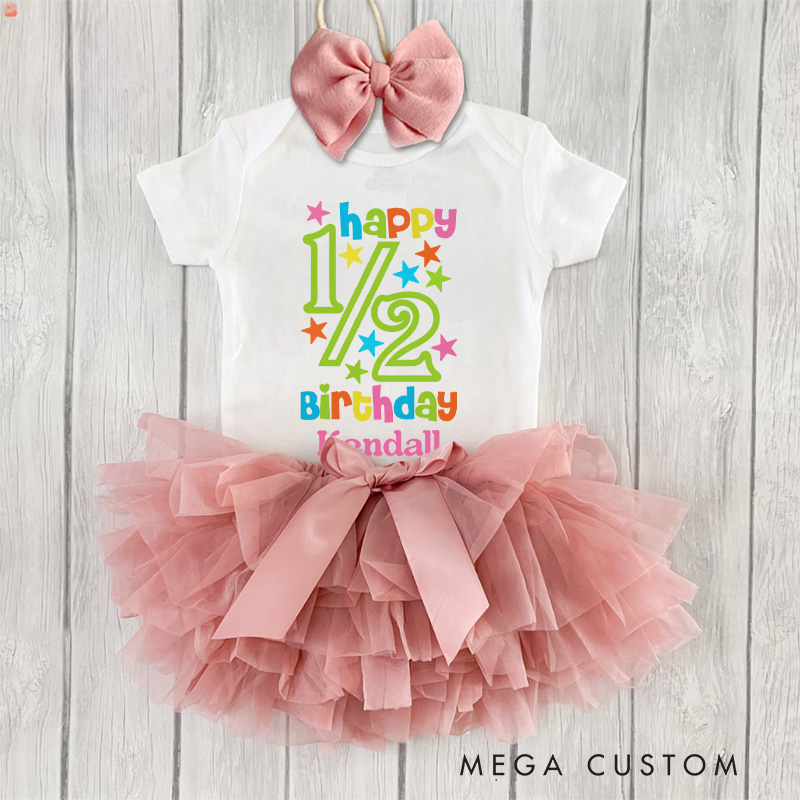 Personalized It's My 1/2 Birthday Cupcake Baby Tutu Skirt New Baby Girl Boy Gift
