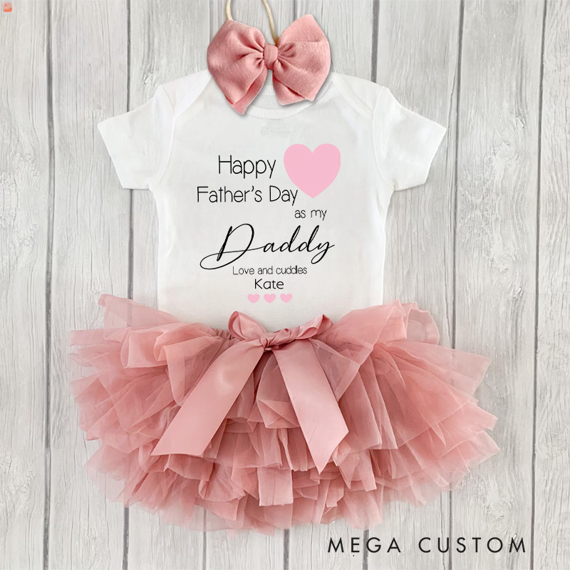 Personalized Happy 1st Birthday as My Daddy Pink Baby Tutu Skirt New Dad Gift
