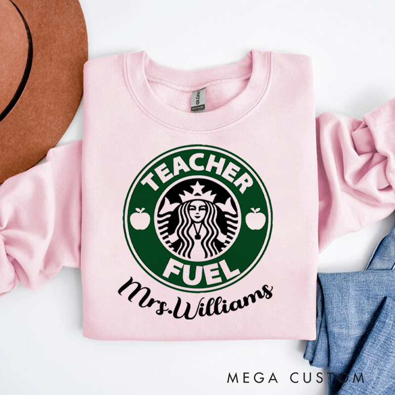 Personalized Teacher Sweatshirt a Popular Coffee Logo Coffee Loving Teachers Appreciation Gift for Teachers