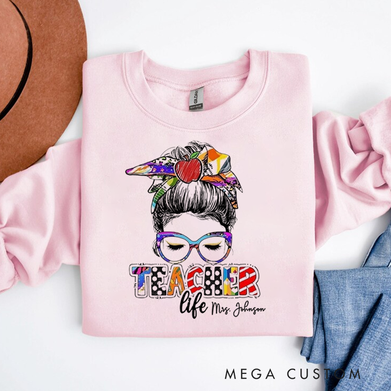 Personalized Hoodies for Teachers Illustration of a teacher with Glasses Teacher Life Hoodies Appreciation Gift for Teachers