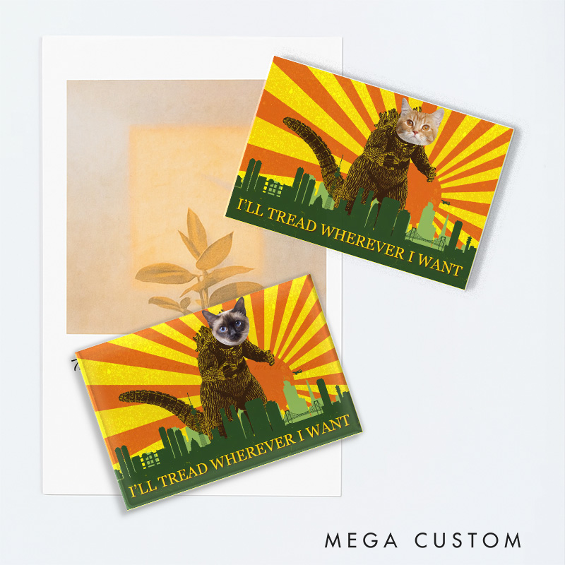 Personalized I'll Threat Whatever I Want Funny Movie Fridge Magnets Cat Dog Photo Magnets for Monster Film Lovers Dog Mom & Dad