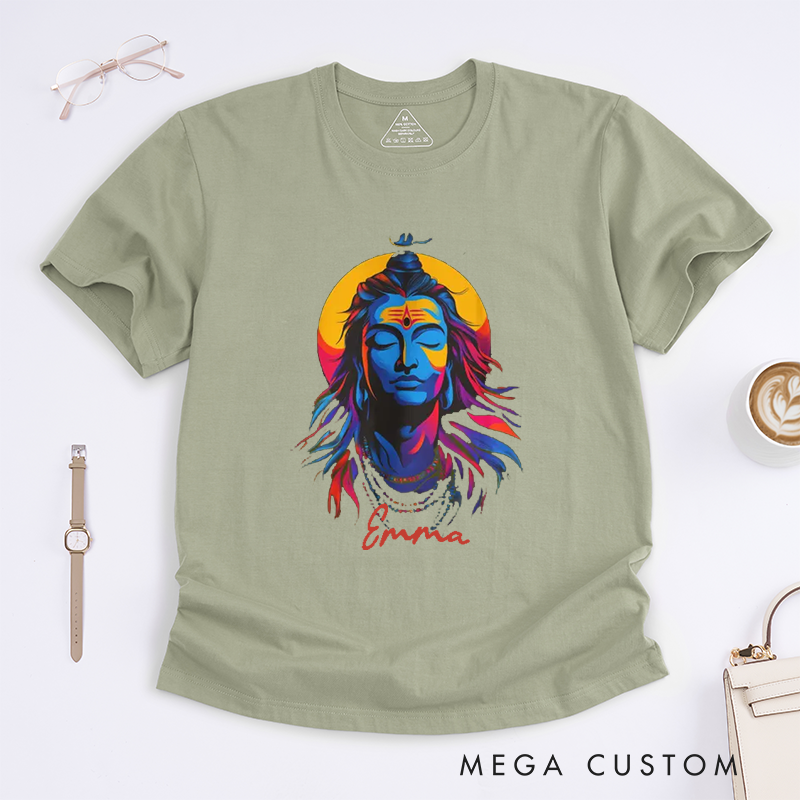 Personalized Shiva Meditation T-Shirt Lord Shiva Yoga T-Shirt Mahadev Graphic Tee Om Namah Shivaya Tee Yoga Lover