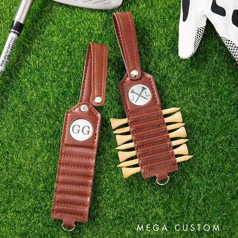 Personalized Leather Golf Tee Holder with Customizable Designs for Golf Enthusiasts