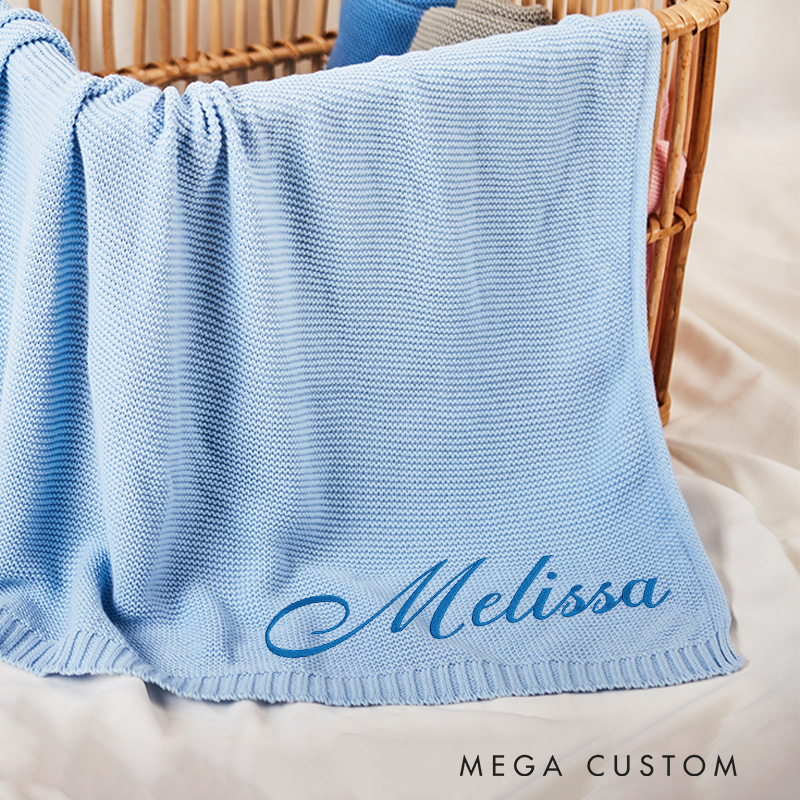 Personalized Embroidered Baby Blanket Cozy Soft Cotton Knit with Name Blanket Baby Shower Gift Baby Gift for Newborns