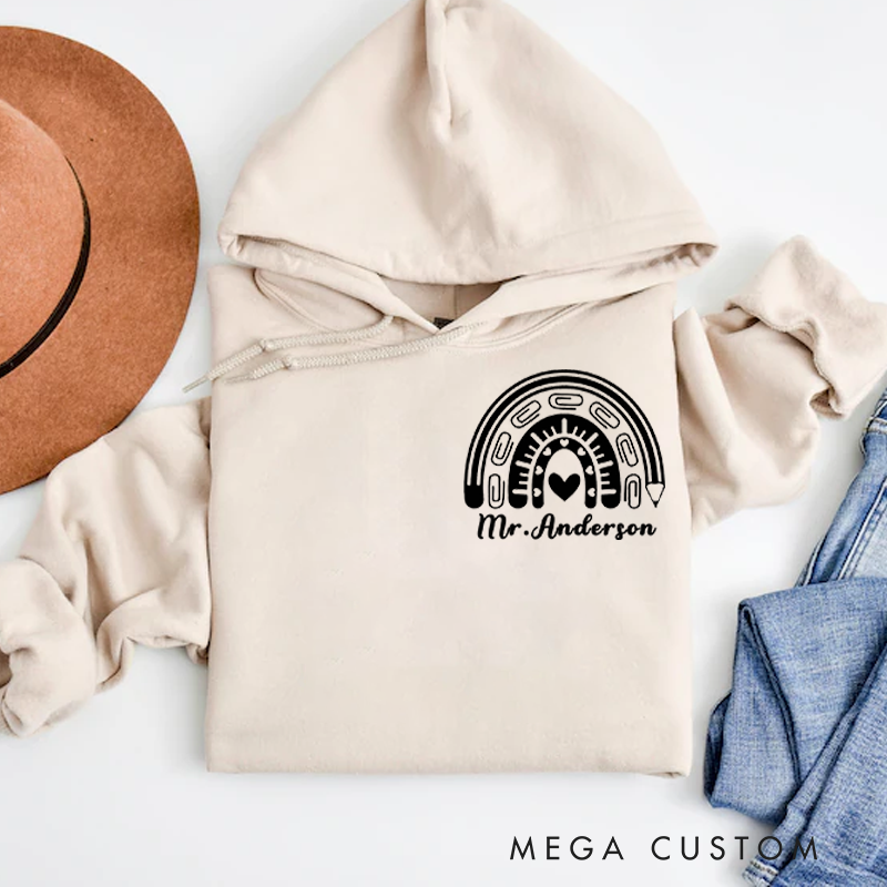 Personalized Hoodies for Teachers Rainbow Shape Hoodies Appreciation Gift for Teachers