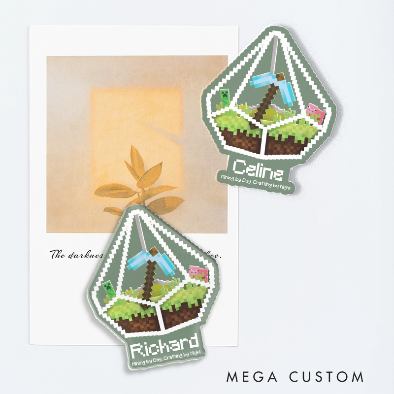 Personalized Miner Bottle Fridge Magnets Pixel Building Video Game Magnets Fantasy Game Fridge Decal