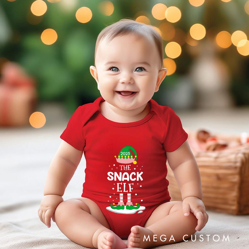Personalized Snack Elf Baby Onesie Perfect for Adding Playful Fun to Holiday Gatherings Baby Onesie