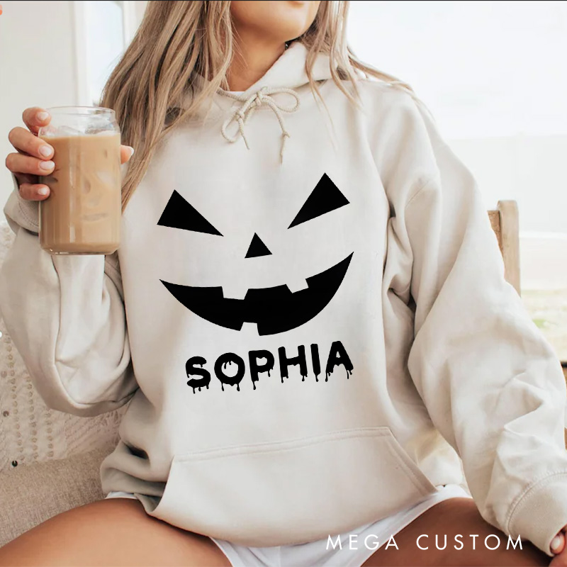 Personalized Iconic Jack Lantern Expression for Fun Festive Hoodies