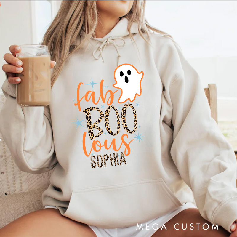 Personalized Fab BOO lous Ghost with Glittering Accents for Stylish and Chic Seasonal Hoodies
