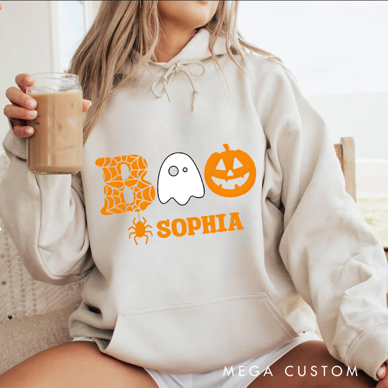 Personalized Boo and Pumpkin Icon Duo for Classic and Timeless Halloween Hoodies