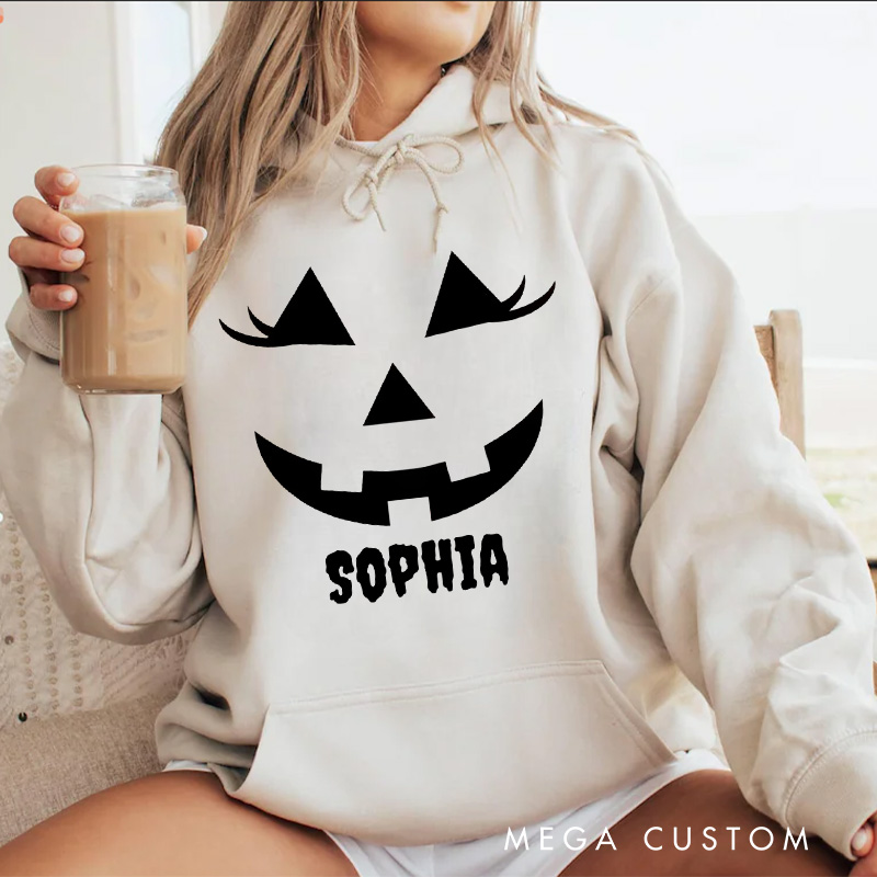 Personalized Classic Jack O Lantern Face Silhouette for Timeless Festive Hoodies
