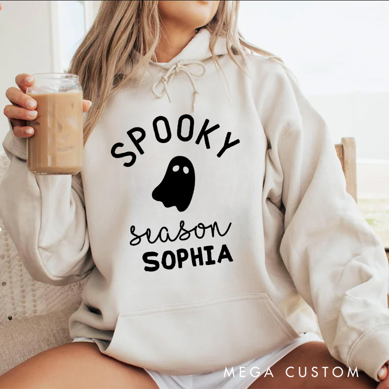Personalized Minimalist Spooky Season Ghost Design for Casual Everyday Hoodies