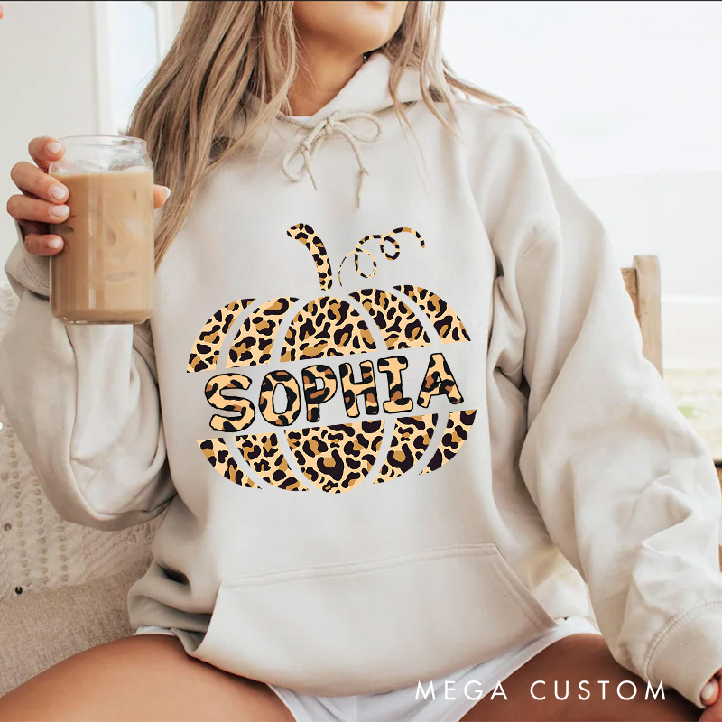 Personalized Leopard Print Pumpkin for Stylish and Fashion-Forward Hoodies