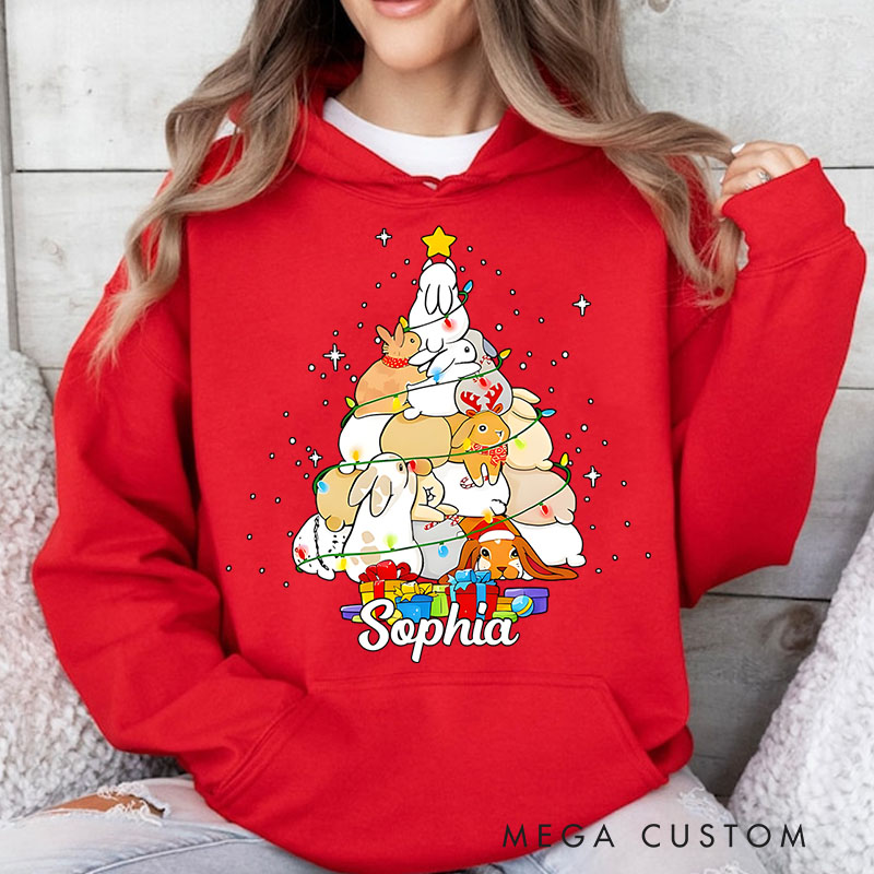 Personalized Christmas Tree with Cute Animals and Gifts Christmas Hoodies