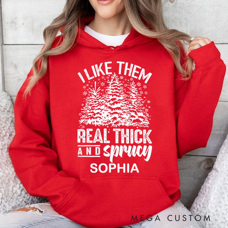 Personalized Thick and Spruce Christmas Trees with Fun Text Christmas Hoodies
