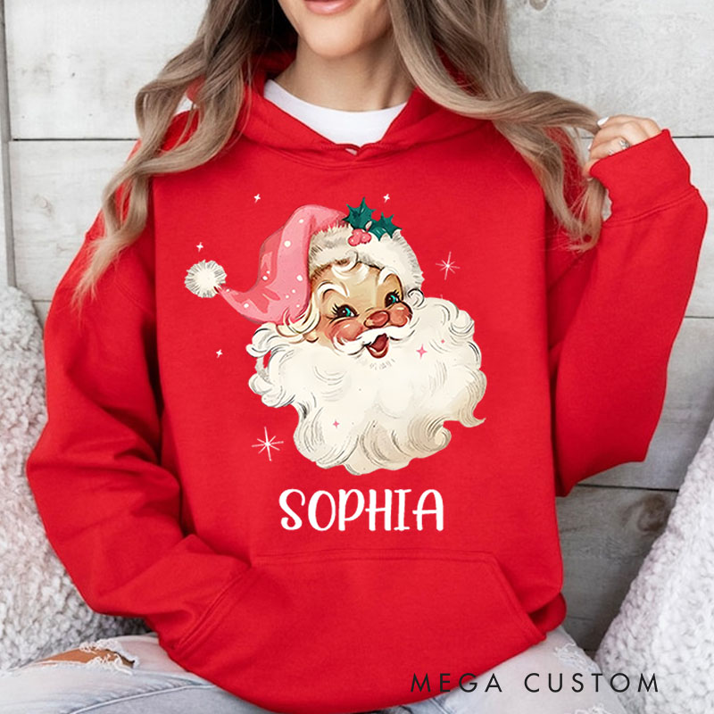 Personalized Cheerful Santa with Festive Expression Christmas Hoodies