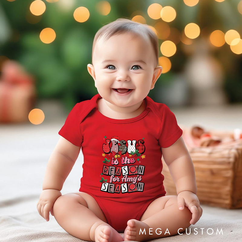Personalized Baby Onesie and Special Christmas Baby Bodysuit with Jesus Theme Design for Baby's Special Season
