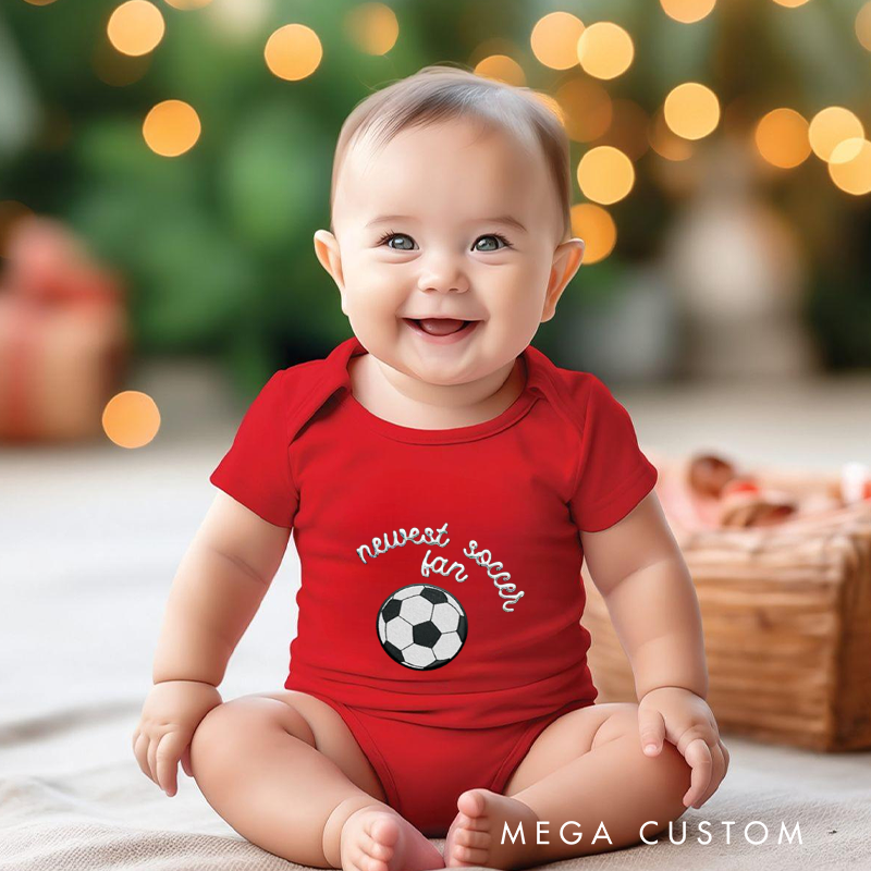 Personalized Cute Football Baby Outfit Baby Onesie  Soccer Theme Bodysuit  With Baby‘s Name  For Shower Gift