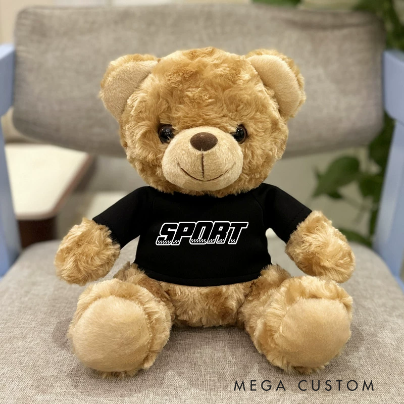 Personalized Brown Bear Plush Toy Custom Text Racing Holiday Gift