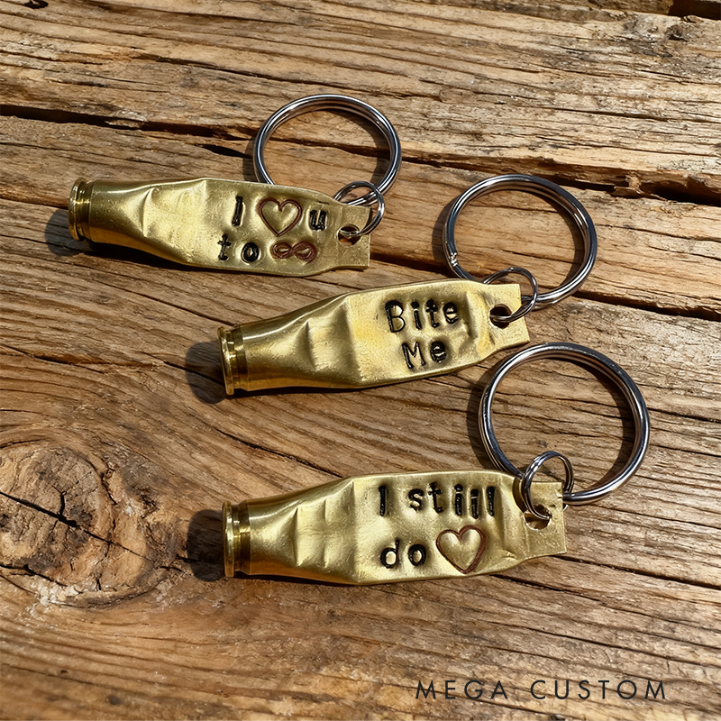 Personalized Bullet Shell Keychain with Badge Design and Custom Number