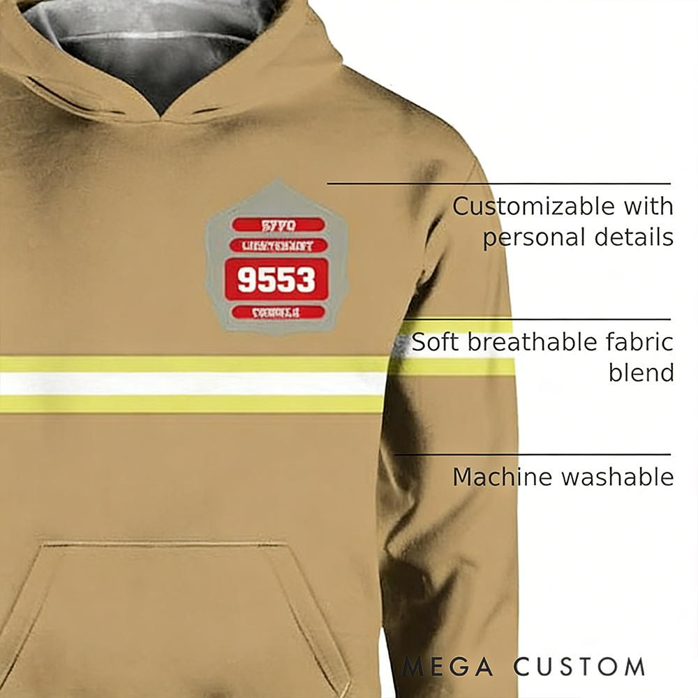 Personalized Firefighter Full Print Hoodie Gift Custom Badge Design