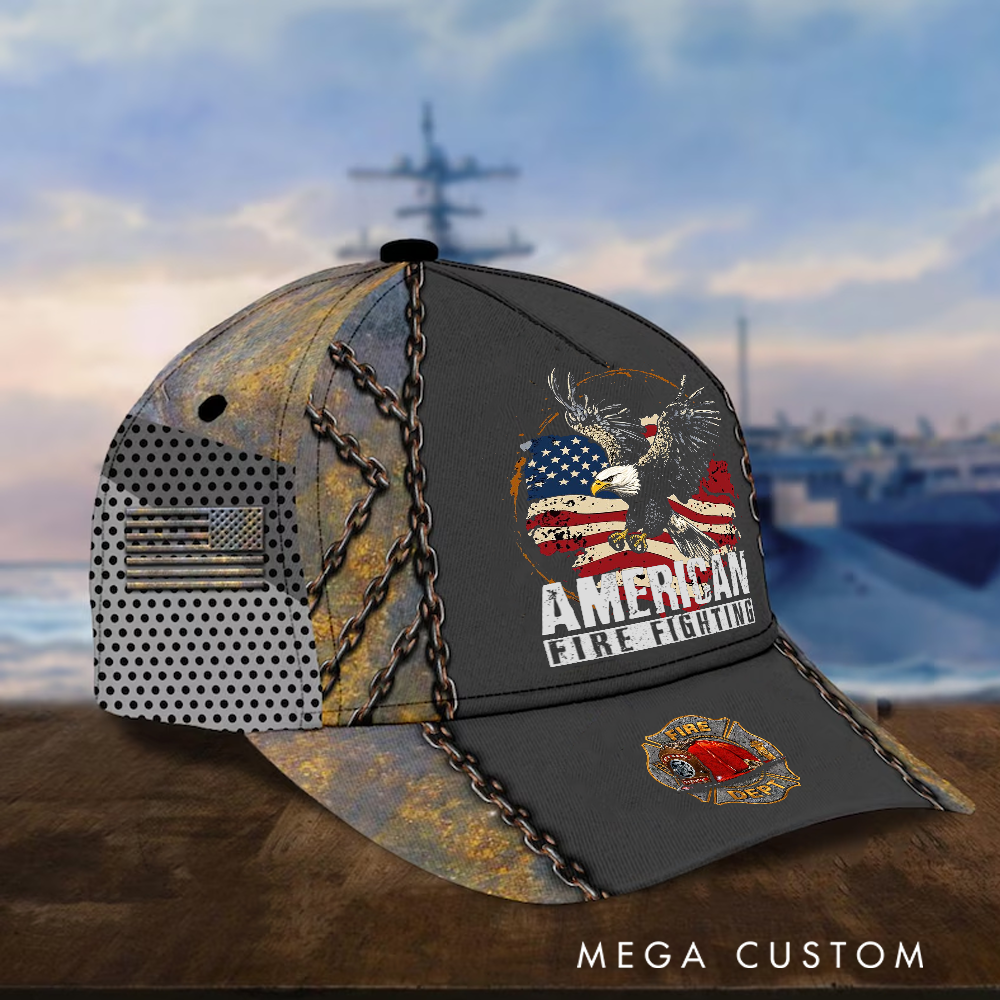 Personalized Firefighter Full Print Cap American Firefighting Design Firefighter Gifts