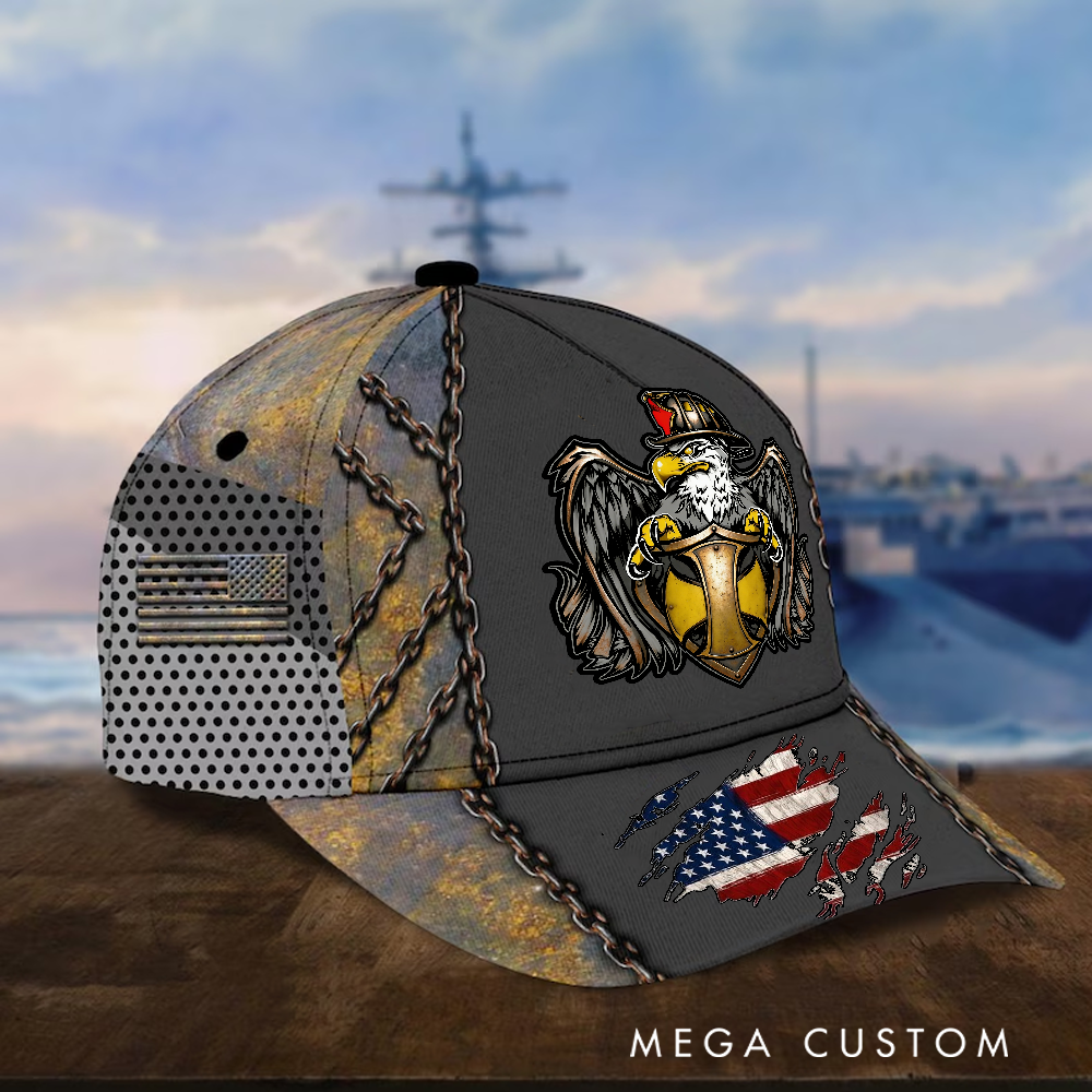 Personalized Firefighter Full Print Cap Eagle and Shield Design Firefighter Gifts