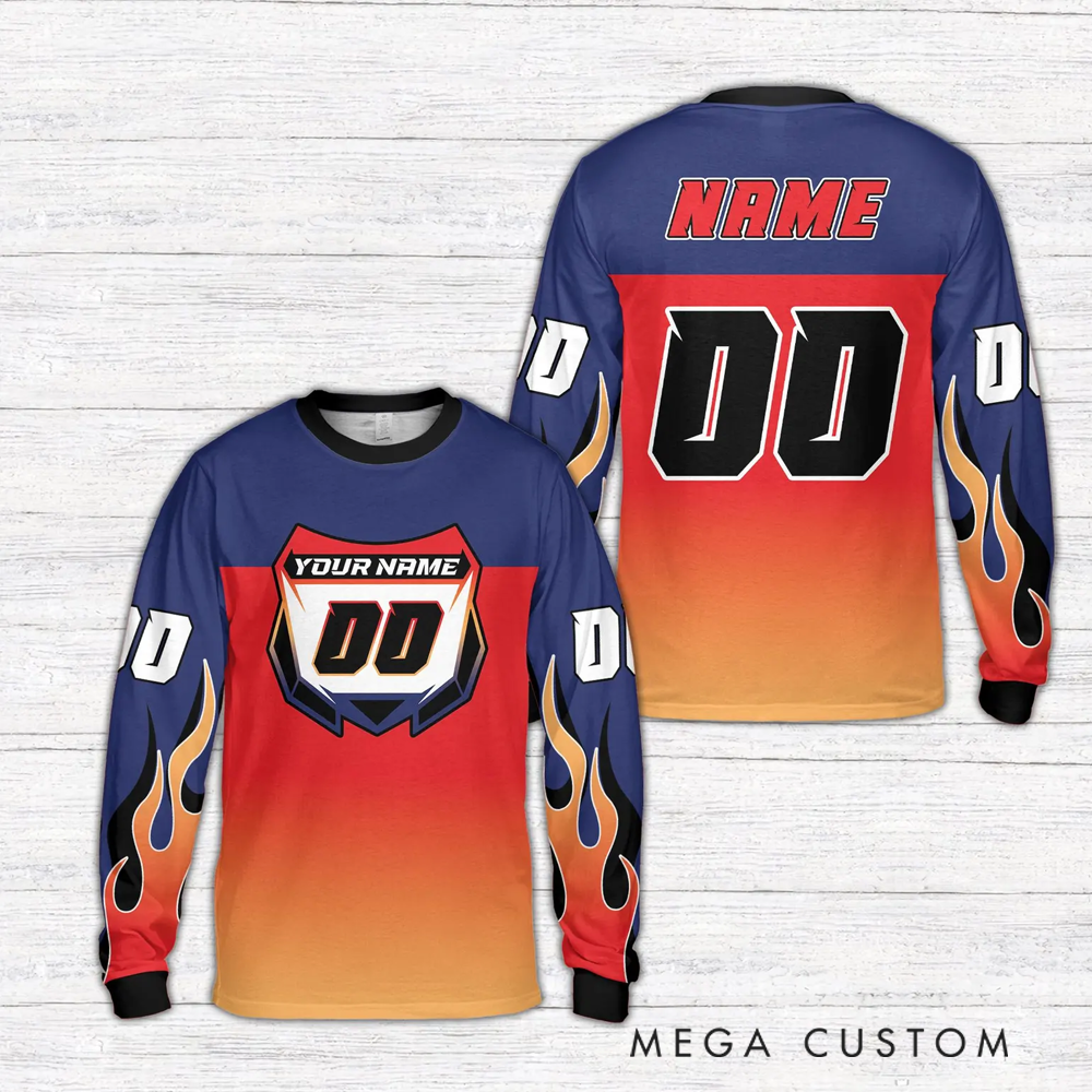 Personalized Motocross Racing Jersey Personalized Off-Road Mesh Knit Shirt for Riders Gift