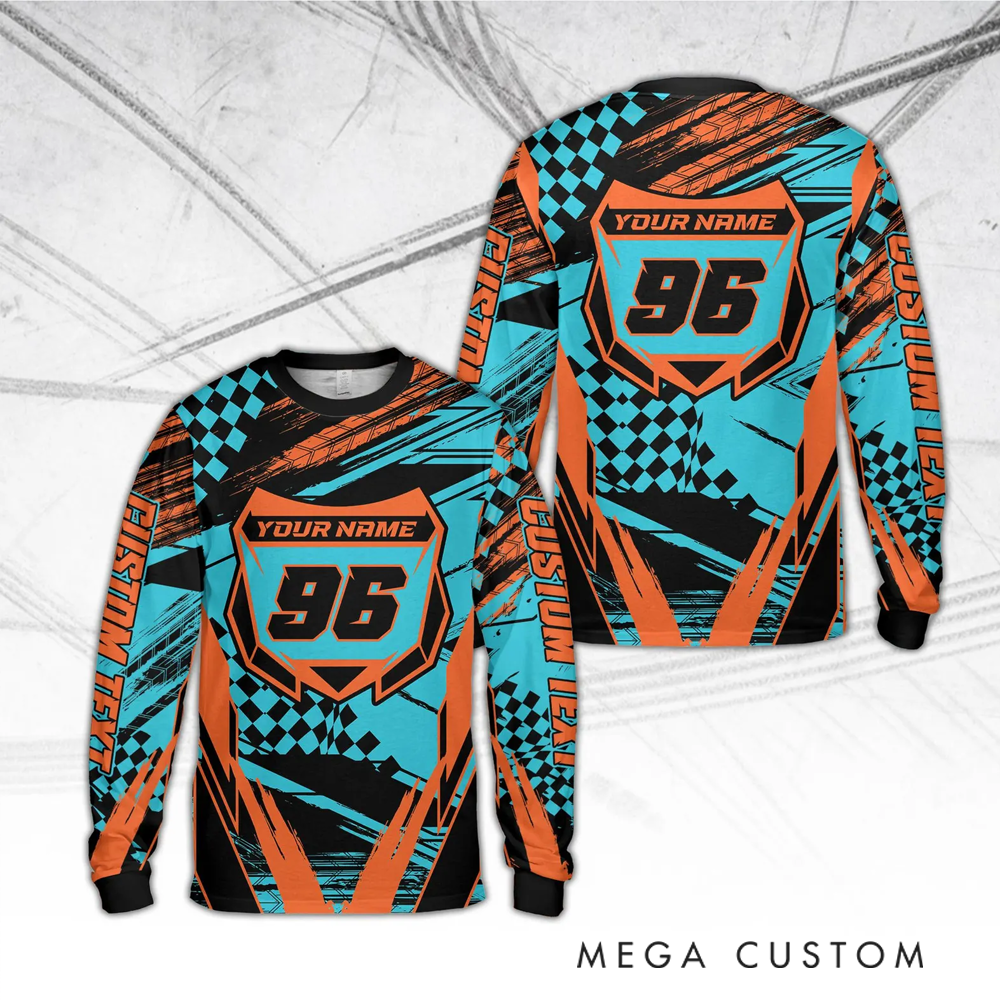 Personalized Motocross Racing Jersey Custom Mesh Knit Off-Road Shirt with Bold Graphics