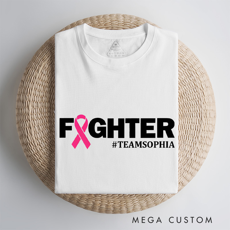 Personalized Family Fights Together T-shirt symbolizing unity and strength in the fight against breast cancer.