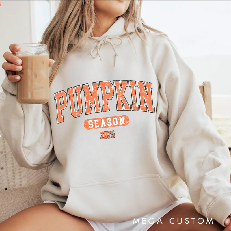 Personalized Pumpkin Season Classic Autumn Inspired Typography Halloween Hoodies