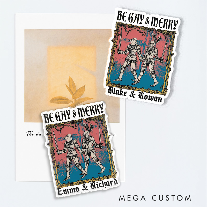 Personalized Be Gay and Merry Fridge Magnets Funny Medieval Knights Game Couple Magnets DND Gamers Fridge Decal