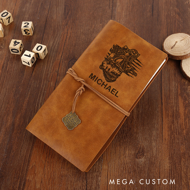 Personalized Retro Notebooks for Firefighter Custom Dynamic Firefighter Tribute Design Notebook Engraved Leather Notebook Gifts