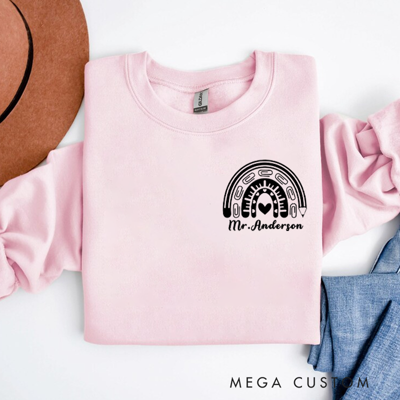 Personalized Hoodies for Teachers Rainbow Shape Hoodies Appreciation Gift for Teachers