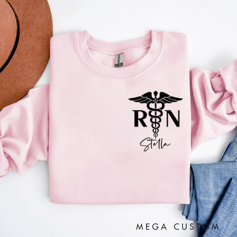 Personalized Nurse Sweatshirt RN Caduceus Symbol Appreciation Gift for Nurse