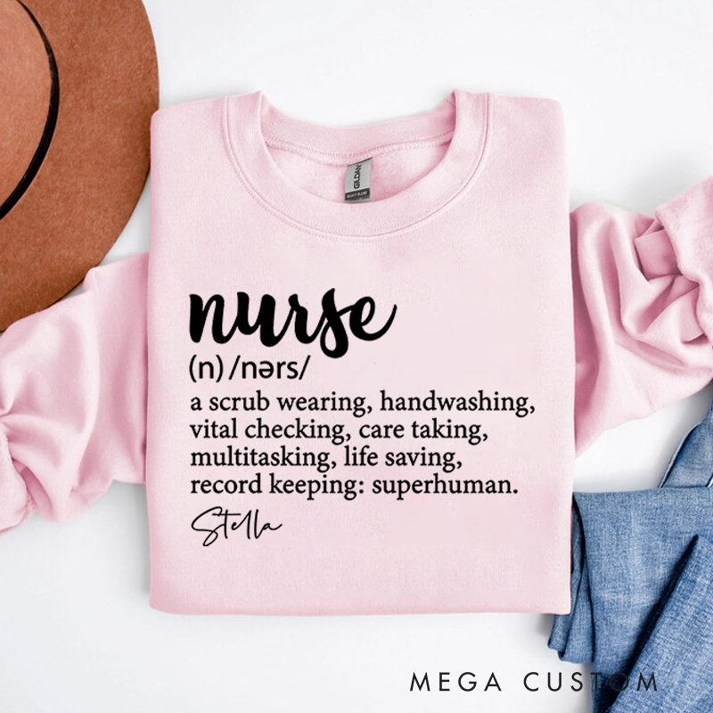 Personalized Nurse Sweatshirt Nurse Dictionary Style Definition Appreciation Gift for Nurse