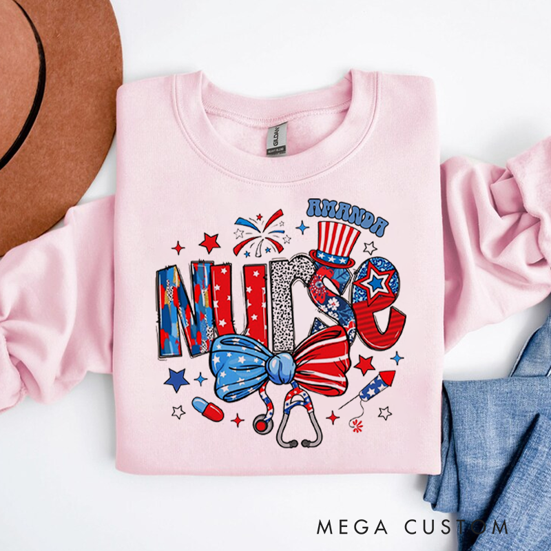 Personalized Nurse Sweatshirt Enhanced with Festive Elements Appreciation Gift for Nurse