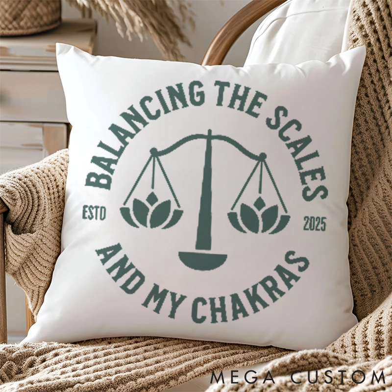Personalized Lotus Libra Pattern Pillows "Balancing the Scales and My Chakras" Pillows Yoga Pillows Gift  Idea for Yoga Lover