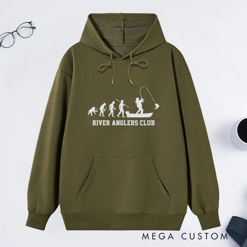 Personalized Evolution Fishing Classic Hoodie Perfect Gift for Fishing Enthusiasts and Club Members