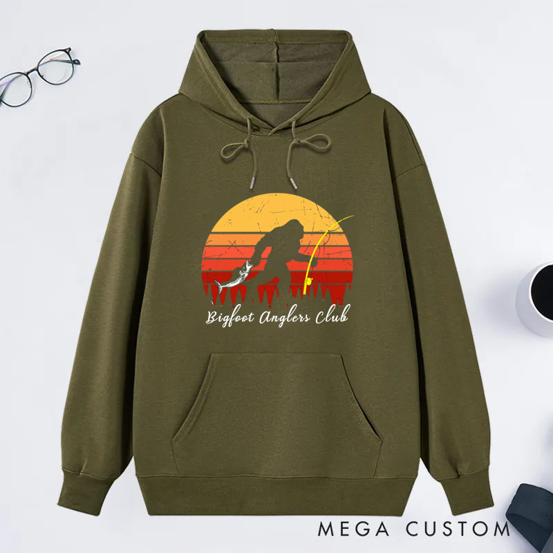 Personalized Retro Sunset Fishing Classic Hoodie Gift  for Fishing Enthusiasts
