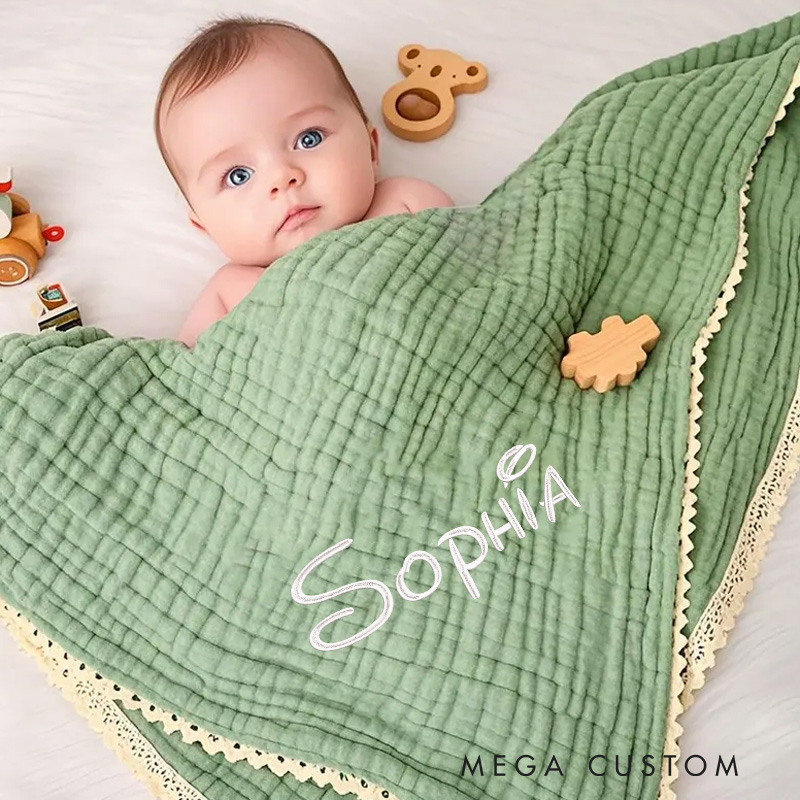 Personalized Embroidered Baby Blanket Cozy Soft Cotton Knit with Name Blanket Baby Shower Gifts Baby Gift for Newborns