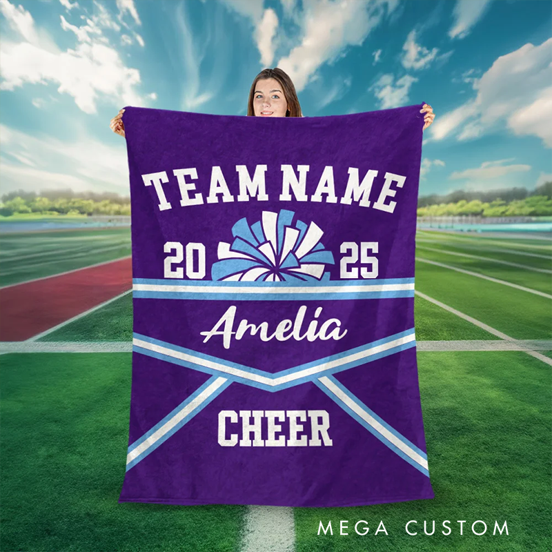 Personalized Cheerleading Blanket with Custom Team Name Year and Name Design