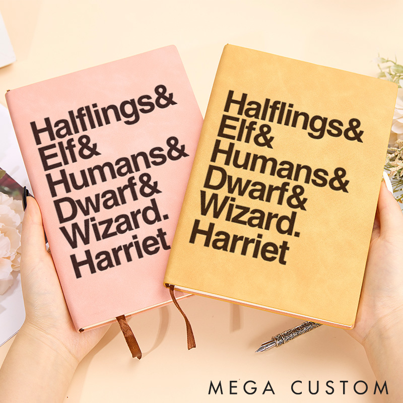 Personalized Fantasy Lineup Leather Notebook Gift for Geek Nerd Technology Lovers Journal